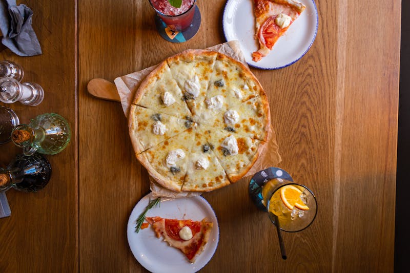 4-Cheese White Pizza with mozzarella ricotta parmesan and gouda